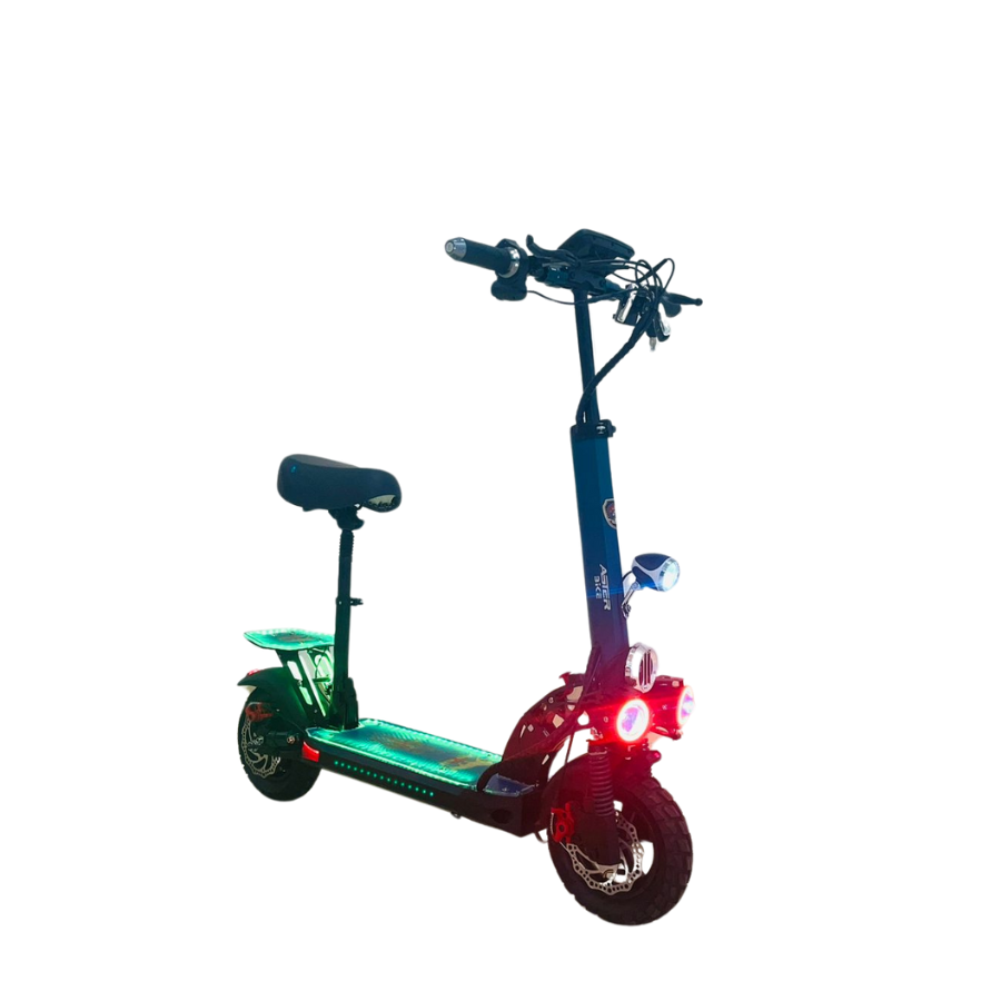 Aster E10 Pro S foldable Electric Scooter for Adults | 3000W Motor | 48V 13AH Battery | Bluetooth speaker | 50-60km speed | 25-30km Range | With seat