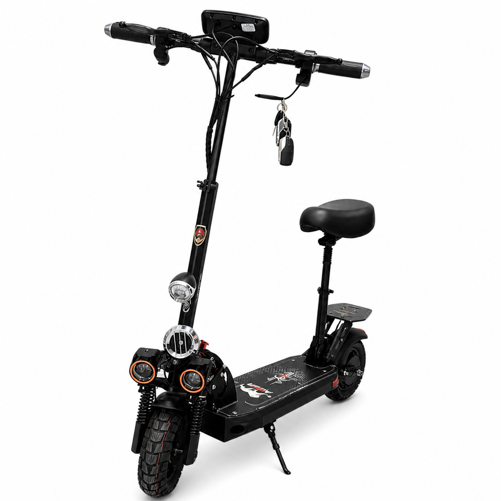 Aster E10 Pro S foldable Electric Scooter for Adults | 3000W Motor | 48V 13AH Battery | Bluetooth speaker | 50-60km speed | 25-30km Range | With seat